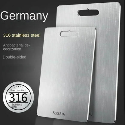 316 Stainless Steel Double-Sided Cutting Board – Durable Kitchen Chopping Block for Meat, Dough & Veggies