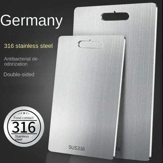 316 Stainless Steel Double-Sided Cutting Board – Durable Kitchen Chopping Block for Meat, Dough & Veggies