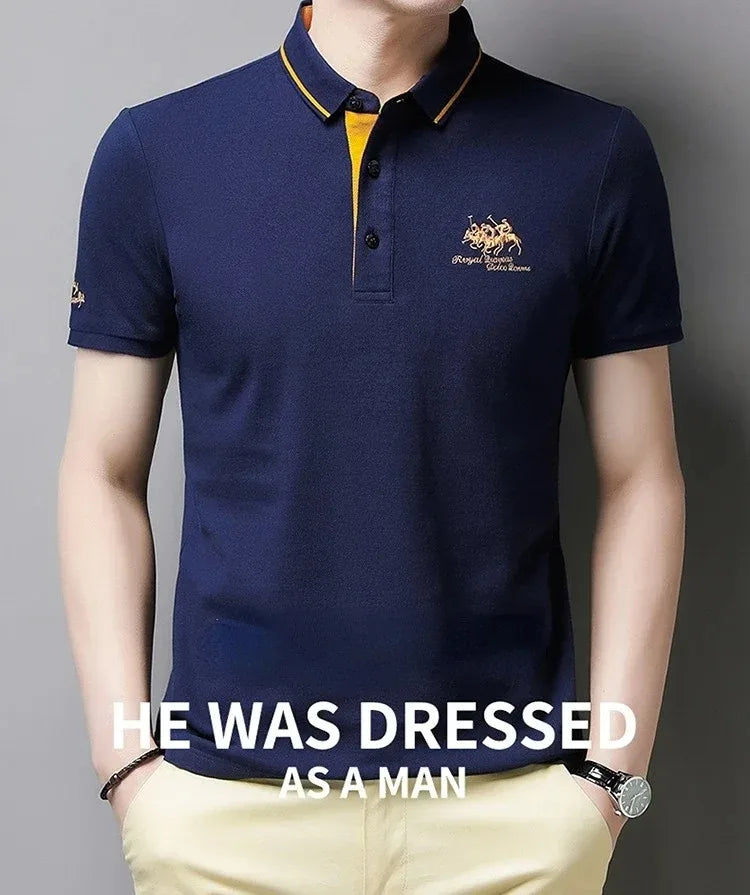Summer Men’s Embroidered Polo Shirt – Short Sleeve Luxury Casual Lapel T-Shirt, Breathable Lightweight Top