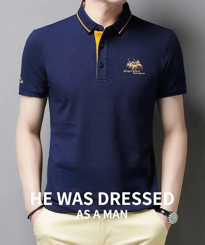 Summer Men’s Embroidered Polo Shirt – Short Sleeve Luxury Casual Lapel T-Shirt, Breathable Lightweight Top