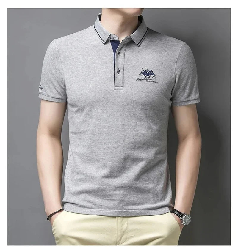 Summer Men’s Embroidered Polo Shirt – Short Sleeve Luxury Casual Lapel T-Shirt, Breathable Lightweight Top