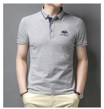 Summer Men’s Embroidered Polo Shirt – Short Sleeve Luxury Casual Lapel T-Shirt, Breathable Lightweight Top