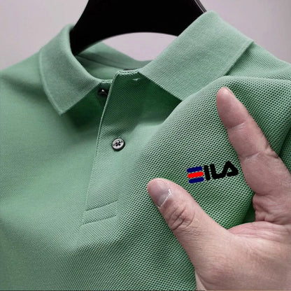 2025 Summer Men’s Embroidered Lapel Polo Shirt – Short Sleeve, Anti-Pilling, Casual Classic