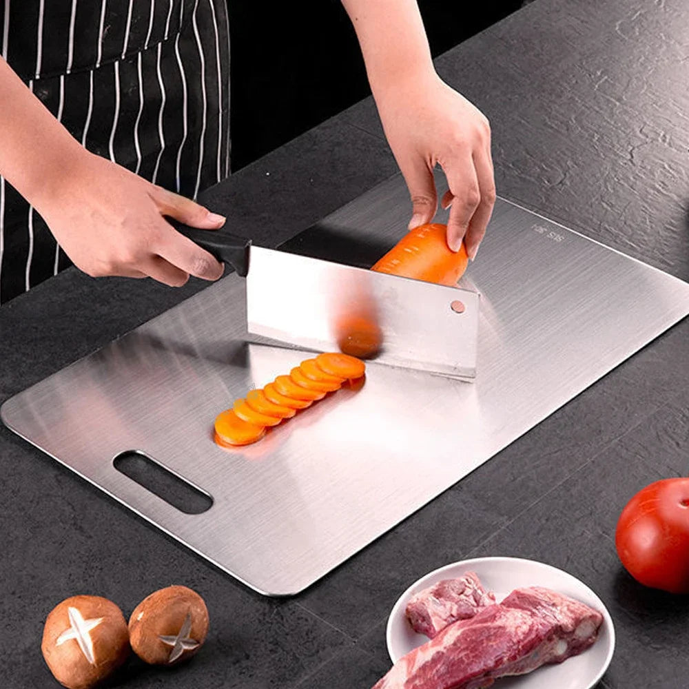 316 Stainless Steel Double-Sided Cutting Board – Durable Kitchen Chopping Block for Meat, Dough & Veggies