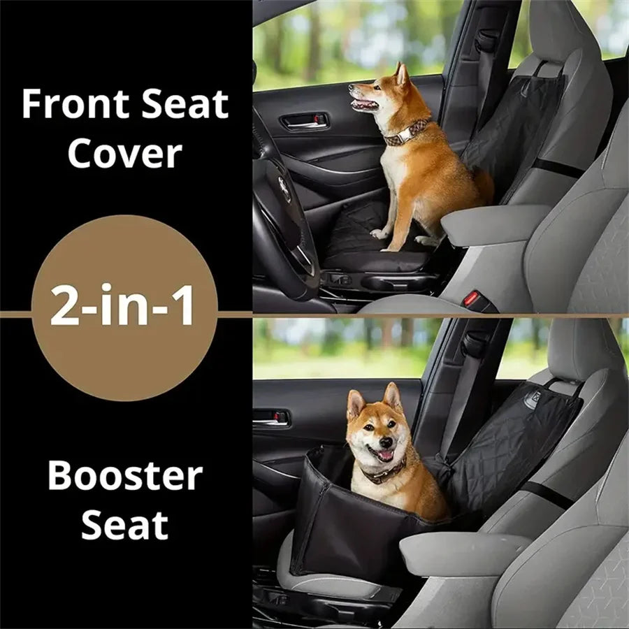 Quilted Waterproof Fabric Dog Car Seat Cover – Anti-Slip Pet Booster for Cars Trucks and SUVs