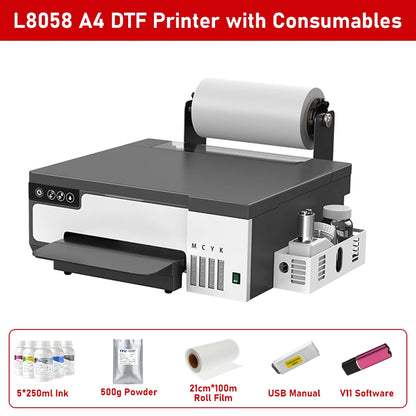 FlexiFilm XP600 DTF Printer Kit – 8.5"/13" A4/A3 Direct-to-Film Machine for T-Shirts & Apparel