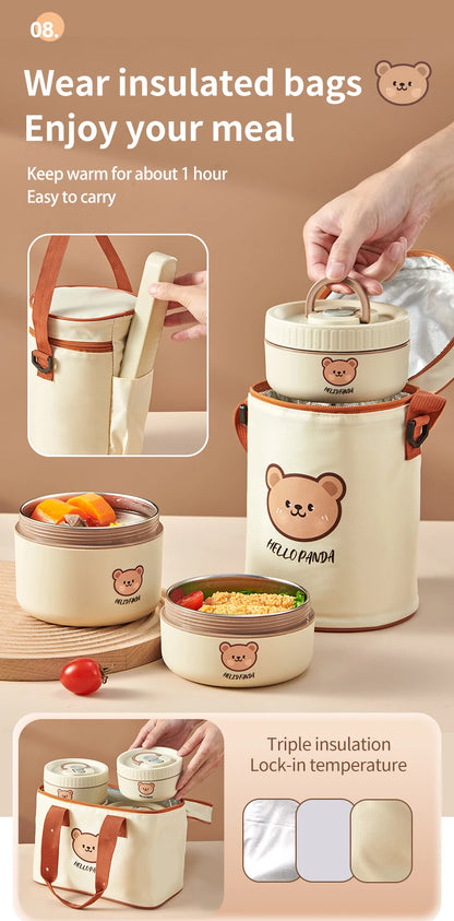 Stainless Steel Thermal Bento Lunch Box Large Capacity Insulated Food Container