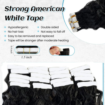 XBeauty SilkenWave™ Seamless Curl Extensions – 100% Real Brazilian Human Hair (Natural Black)
