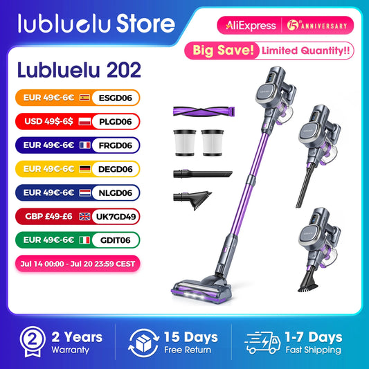 Lubluelu 25000Pa Free-Standing Vacuum Cleaner Powerful Cordless 6 In 1 Stick Vacuum Cleaner For Home Carpet Hard Floor Pet Hair