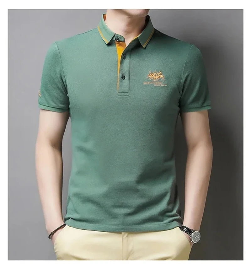 Summer Men’s Embroidered Polo Shirt – Short Sleeve Luxury Casual Lapel T-Shirt, Breathable Lightweight Top