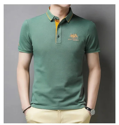 Summer Men’s Embroidered Polo Shirt – Short Sleeve Luxury Casual Lapel T-Shirt, Breathable Lightweight Top