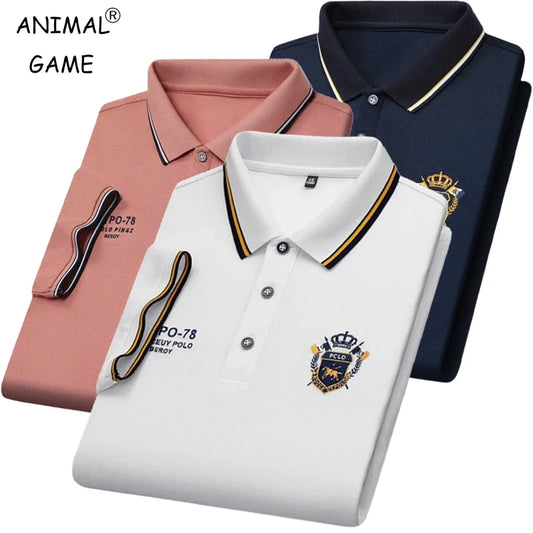 Men’s Embroidered Polo Shirt with Complimentary Wristwatch – Summer Short Sleeve Casual Set