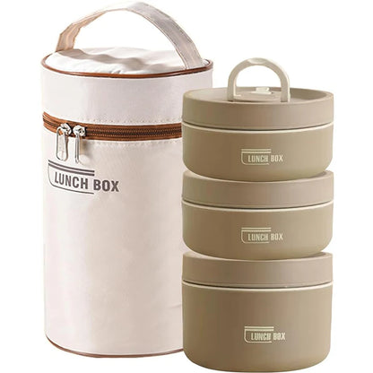 Portable Insulated Food Lunch Container Set – Thermal Lunch Box with 3 Stackable Compartments for Adults and Kids