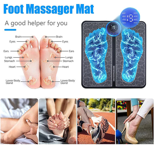 Electric Foot Massager Pad Muscle Stimulator for Pain Relief & Relaxation