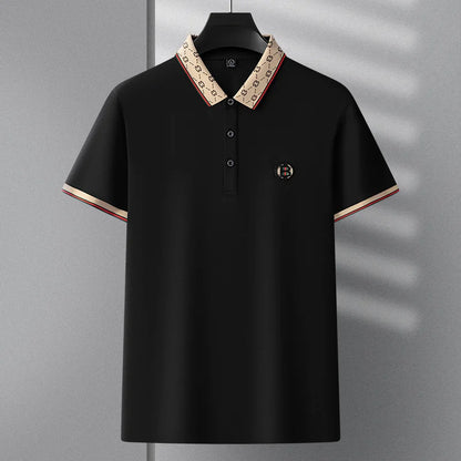 Men’s 2025 Ice Silk Embroidered Polo Shirt – Short Sleeve, High-End Breathable Summer T-Shirt