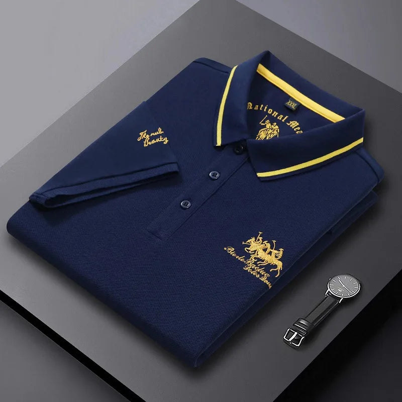Summer Men’s Embroidered Polo Shirt – Short Sleeve Luxury Casual Lapel T-Shirt, Breathable Lightweight Top