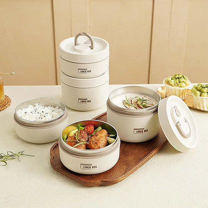 Portable Insulated Food Lunch Container Set – Thermal Lunch Box with 3 Stackable Compartments for Adults and Kids