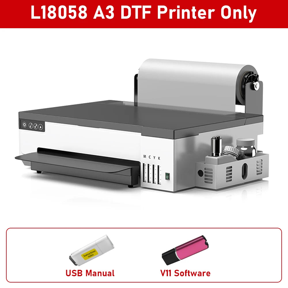 FlexiFilm XP600 DTF Printer Kit – 8.5"/13" A4/A3 Direct-to-Film Machine for T-Shirts & Apparel