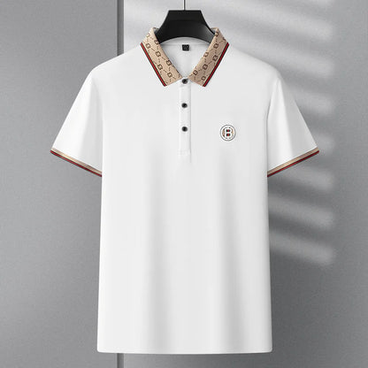 Men’s 2025 Ice Silk Embroidered Polo Shirt – Short Sleeve, High-End Breathable Summer T-Shirt