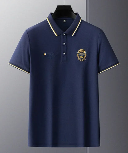 Men’s Embroidered Polo Shirt with Complimentary Wristwatch – Summer Short Sleeve Casual Set