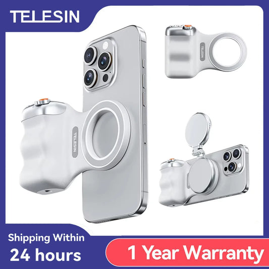 TELESIN Magnetic Phone Camera Grip with Remote – Shooting Handle for iPhone, Huawei & Samsung