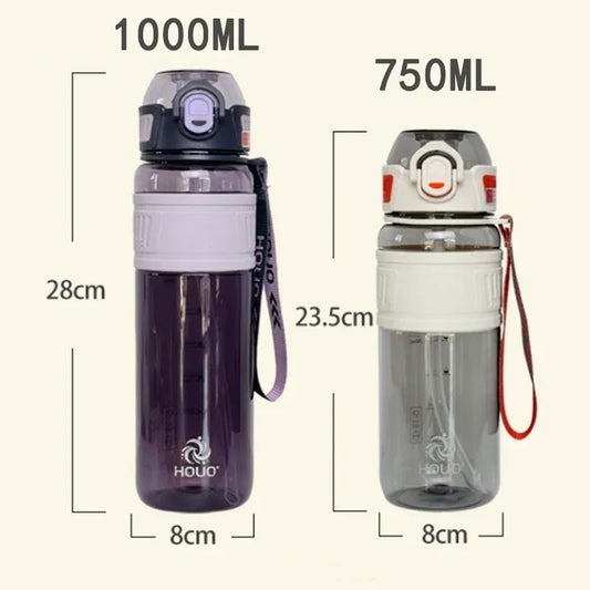 All-Day Flow Hydration Bottle – 750ml / 1L Portable Sports Water Bottle, for School, Gym & Travel