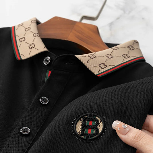 Men’s 2025 Ice Silk Embroidered Polo Shirt – Short Sleeve, High-End Breathable Summer T-Shirt