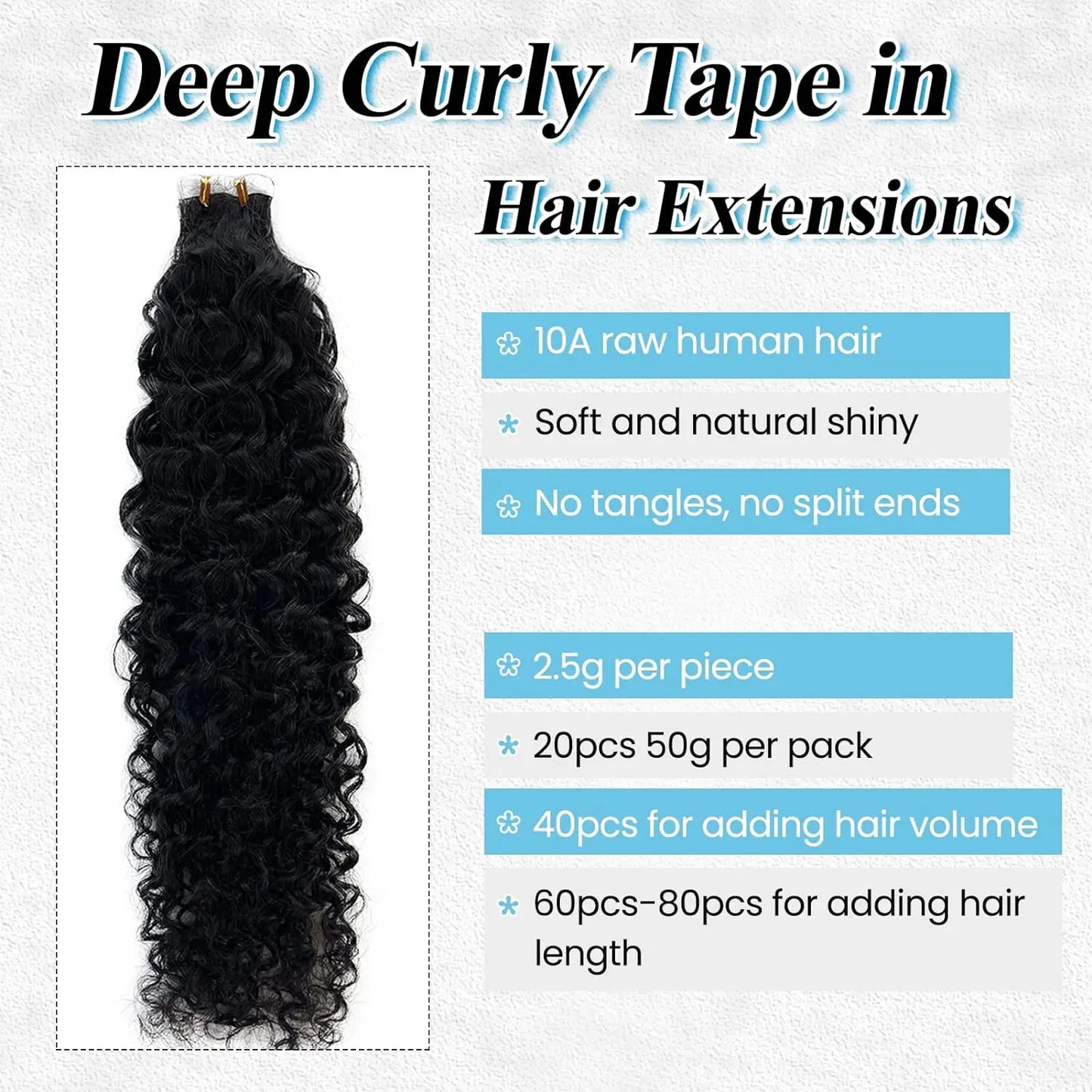 XBeauty SilkenWave™ Seamless Curl Extensions – 100% Real Brazilian Human Hair (Natural Black)
