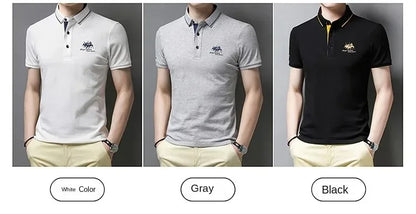 Summer Men’s Embroidered Polo Shirt – Short Sleeve Luxury Casual Lapel T-Shirt, Breathable Lightweight Top