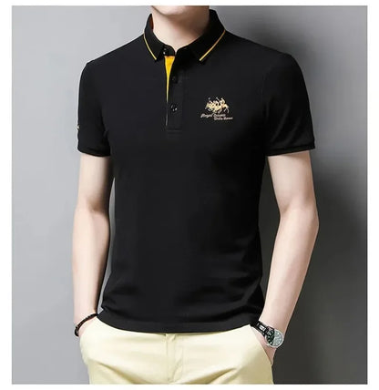 Summer Men’s Embroidered Polo Shirt – Short Sleeve Luxury Casual Lapel T-Shirt, Breathable Lightweight Top