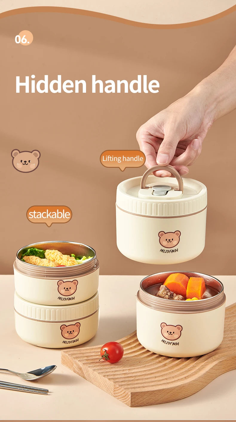 Stainless Steel Thermal Bento Lunch Box Large Capacity Insulated Food Container