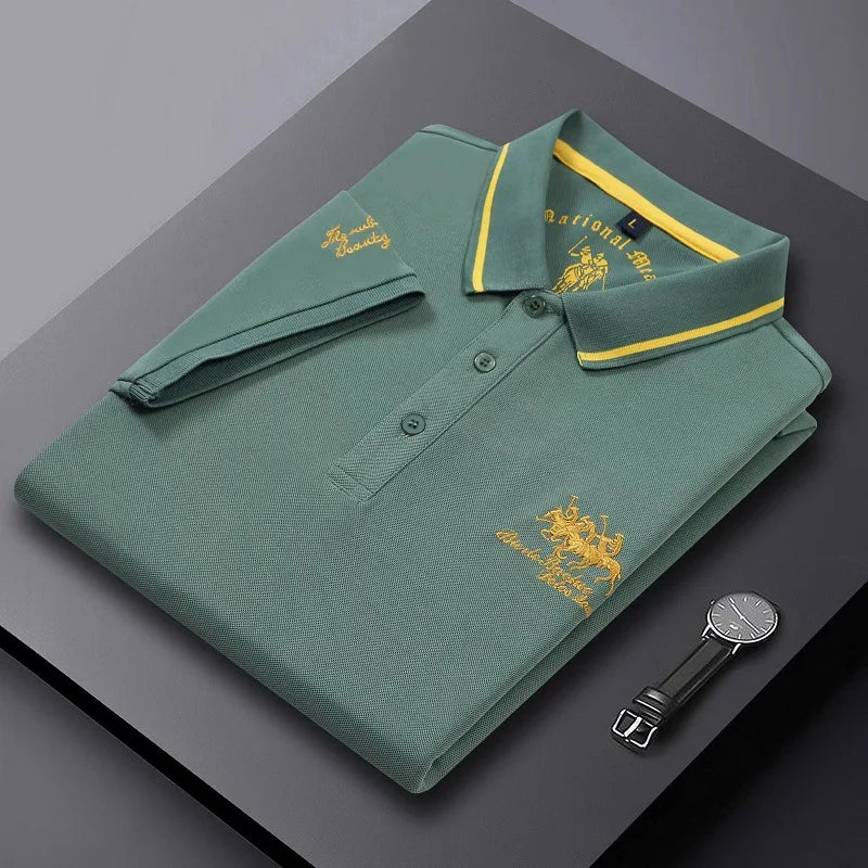 Summer Men’s Embroidered Polo Shirt – Short Sleeve Luxury Casual Lapel T-Shirt, Breathable Lightweight Top