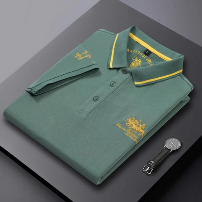 Summer Men’s Embroidered Polo Shirt – Short Sleeve Luxury Casual Lapel T-Shirt, Breathable Lightweight Top