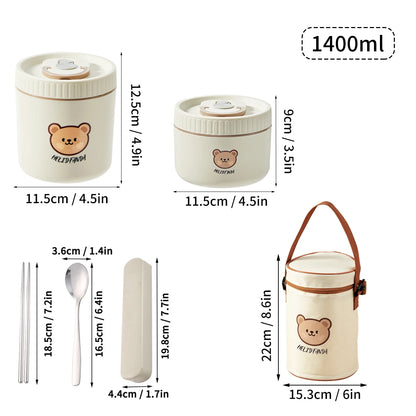 Stainless Steel Thermal Bento Lunch Box Large Capacity Insulated Food Container