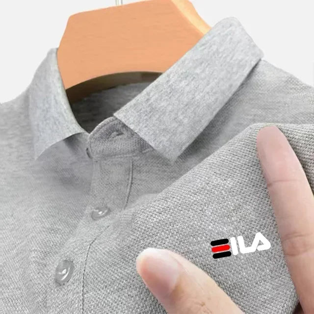 2025 Summer Men’s Embroidered Lapel Polo Shirt – Short Sleeve, Anti-Pilling, Casual Classic
