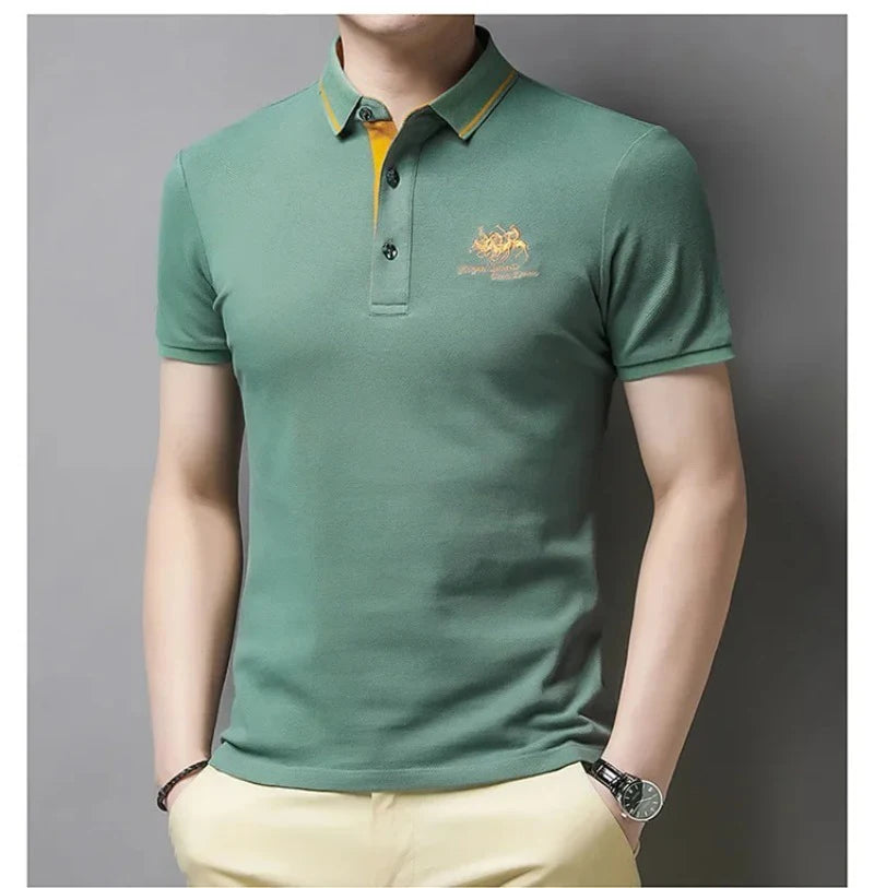 Summer Men’s Embroidered Polo Shirt – Short Sleeve Luxury Casual Lapel T-Shirt, Breathable Lightweight Top
