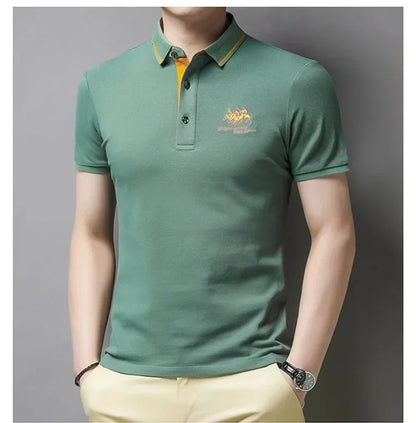 Summer Men’s Embroidered Polo Shirt – Short Sleeve Luxury Casual Lapel T-Shirt, Breathable Lightweight Top