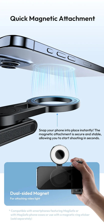2026 Magnetic Selfie Stick Tripod with Remote – Extendable Phone Stand for iPhone, Samsung & Xiaomi