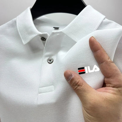 2025 Summer Men’s Embroidered Lapel Polo Shirt – Short Sleeve, Anti-Pilling, Casual Classic
