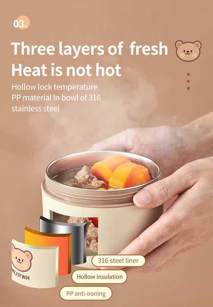 Stainless Steel Thermal Bento Lunch Box Large Capacity Insulated Food Container