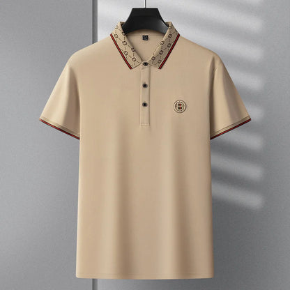 Men’s 2025 Ice Silk Embroidered Polo Shirt – Short Sleeve, High-End Breathable Summer T-Shirt