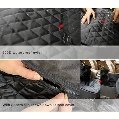 Quilted Waterproof Fabric Dog Car Seat Cover – Anti-Slip Pet Booster for Cars Trucks and SUVs