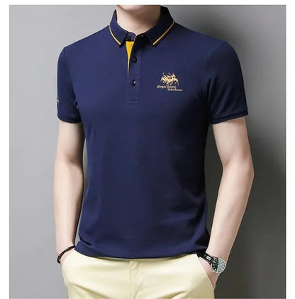 Summer Men’s Embroidered Polo Shirt – Short Sleeve Luxury Casual Lapel T-Shirt, Breathable Lightweight Top
