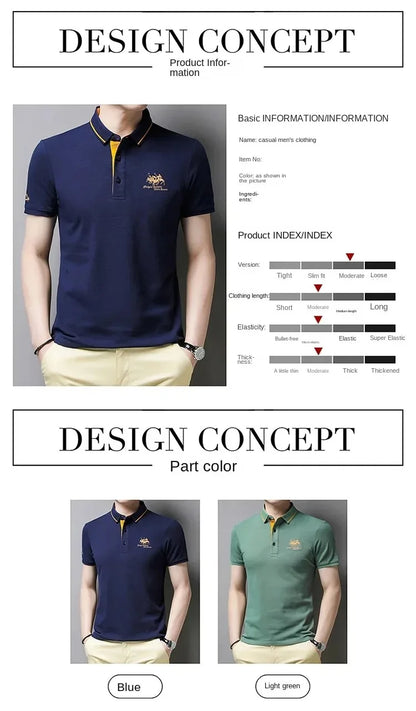 Summer Men’s Embroidered Polo Shirt – Short Sleeve Luxury Casual Lapel T-Shirt, Breathable Lightweight Top