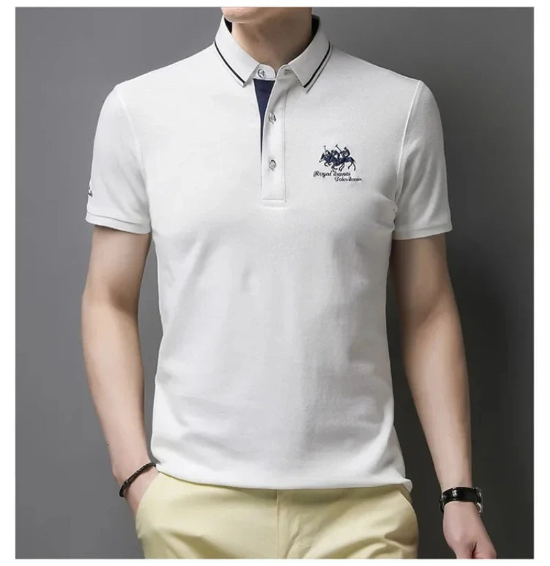 Summer Men’s Embroidered Polo Shirt – Short Sleeve Luxury Casual Lapel T-Shirt, Breathable Lightweight Top