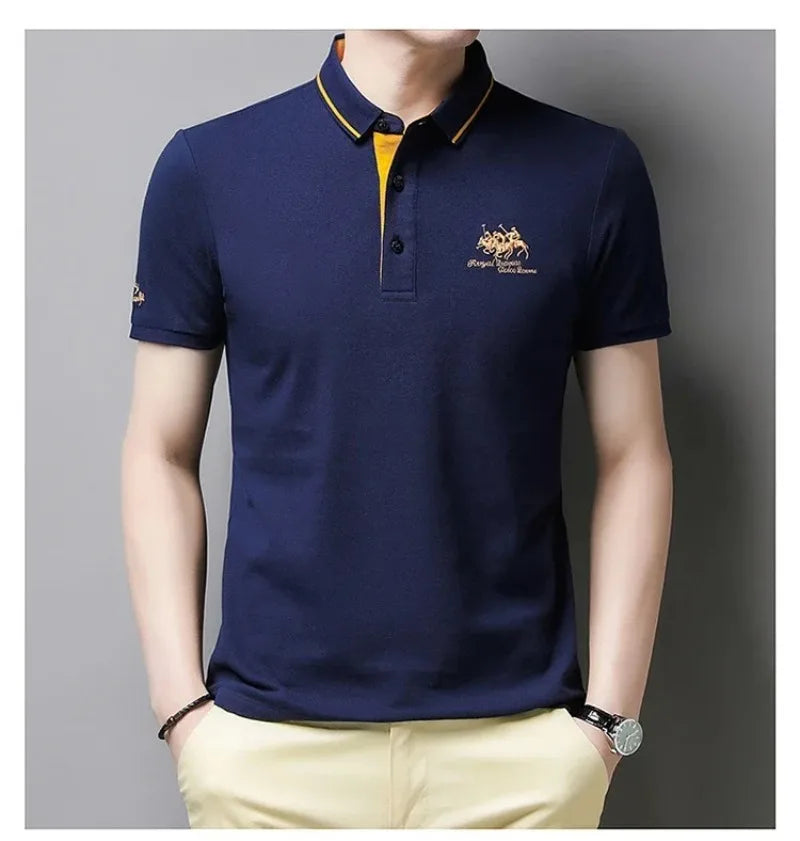 Summer Men’s Embroidered Polo Shirt – Short Sleeve Luxury Casual Lapel T-Shirt, Breathable Lightweight Top