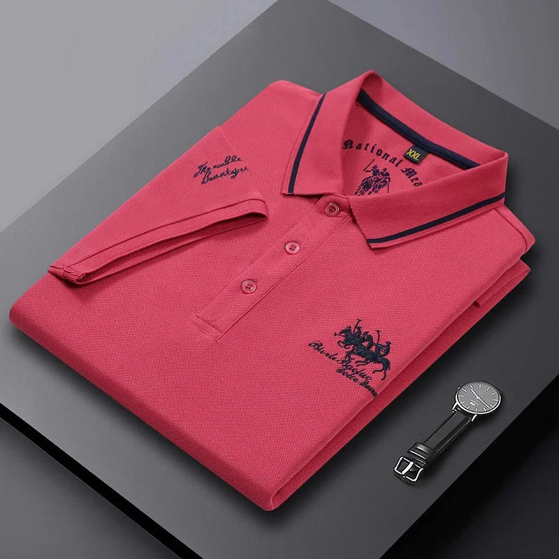 Summer Men’s Embroidered Polo Shirt – Short Sleeve Luxury Casual Lapel T-Shirt, Breathable Lightweight Top