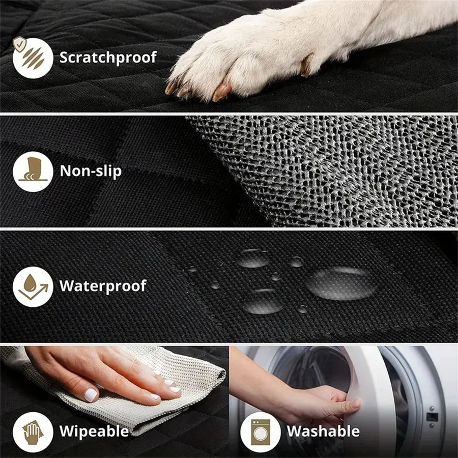Quilted Waterproof Fabric Dog Car Seat Cover – Anti-Slip Pet Booster for Cars Trucks and SUVs