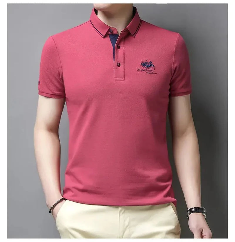Summer Men’s Embroidered Polo Shirt – Short Sleeve Luxury Casual Lapel T-Shirt, Breathable Lightweight Top