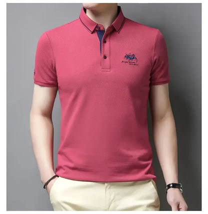 Summer Men’s Embroidered Polo Shirt – Short Sleeve Luxury Casual Lapel T-Shirt, Breathable Lightweight Top
